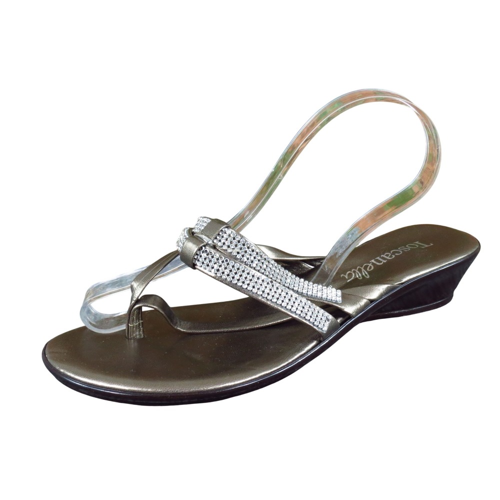 Toscanella Festive Womens‎ Wedge Sandals Size 8.5 Evening Dressy Bronze Italian